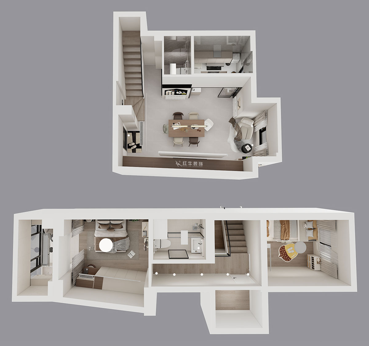 蒋琛｜圣淘沙花城6-1905-105㎡-现代简约风格｜复式｜2室2厅2卫｜老房装修｜定制家｜全包13万｜00_06鸟瞰图